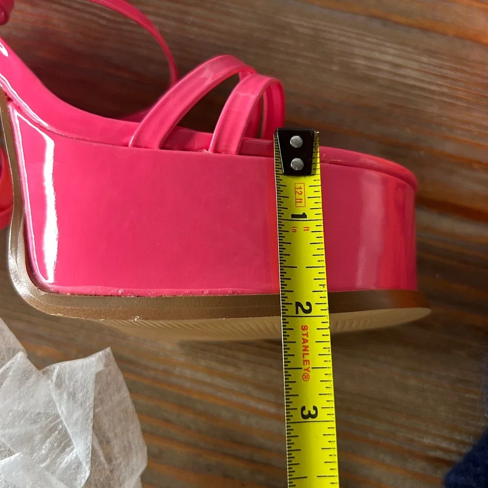 EGO Platform High‎ Heels Pink Strappy Tie Up Sandals Party Sexy Womens Shoes
